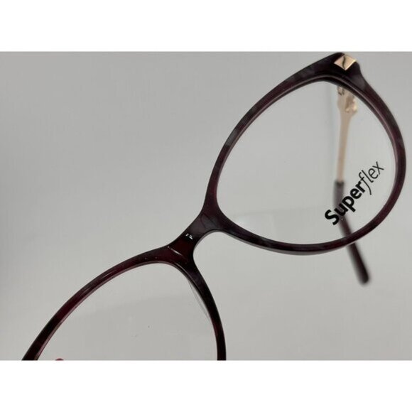 SuperFlex - SF-625 S406 52-16-135 Red & Gold Acetate Glasses Frames - Picture 2 of 9